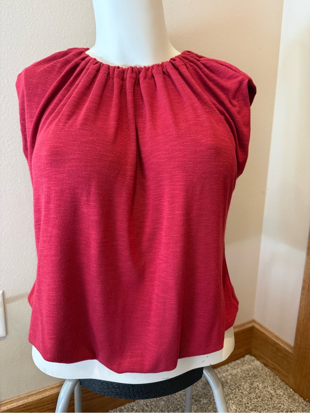 NWOT Michael Stars Gathered Neck Sleeveless Camisole - Red